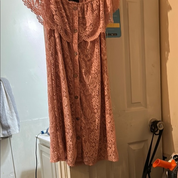 NAIF Pink Off-the-Shoulder Flutter Sleeve Sundress - Picture 1 of 5